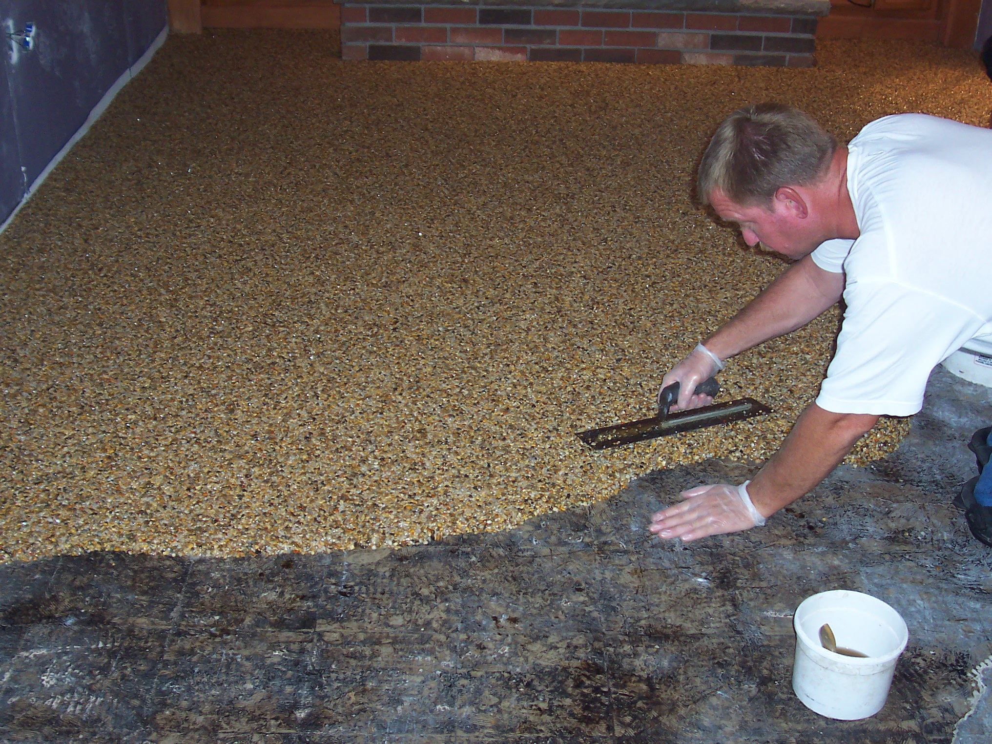 Man Installing Nature Stone Floor Nature Stone